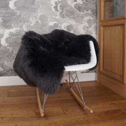 Sheepskin Rugs Gray Anthracite Throw Genuine Leather Wool Carpet Decorative Rug Comfy, Carpet Shag Cozy Good Gift - thumbnail 3