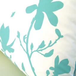 Magnolia & Butterfly Pillow Blue Green Print On Cotton - 12x18 - thumbnail 4
