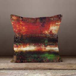 Abstract Cushion Cover, Colourful Mid Century Modern Pillow Case, Brush Art Painting Boho Living Room Decor - thumbnail 3