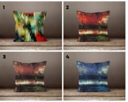 Abstract Cushion Cover, Colourful Mid Century Modern Pillow Case, Brush Art Painting Boho Living Room Decor - thumbnail 1