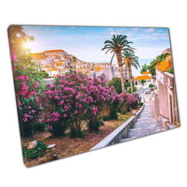 Dubrovnik Croatia Cityscape Canvas Mediterranean Resort Art Print For Home & Office Wall Decor - image 1