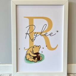 Winnie The Pooh Personalised Name Print - Nursery New Baby Gift Initial Print - thumbnail 2