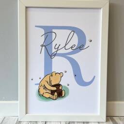 Winnie The Pooh Personalised Name Print - Nursery New Baby Gift Initial Print - thumbnail 3
