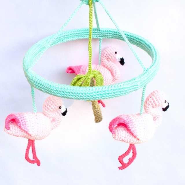 Pink Flamingo Baby Girl Nursery Mobile, Tropical Shower Gift - image 1