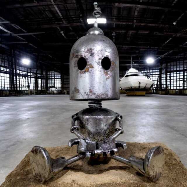 Large Reclaimed Metal Indoor Sitting H35cm Roby Robot Rusty Garden Sculpture - image 1