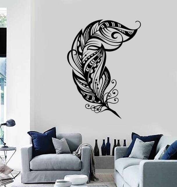Wall Vinyl Decal Feather Romantic Love Bedroom Amazing Mural Art 1489Dz - image 1