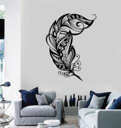 Wall Vinyl Decal Feather Romantic Love Bedroom Amazing Mural Art 1489Dz - thumbnail 1