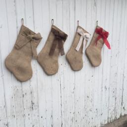 Burlap & Bow Christmas Stocking-Shabby Chic-Natural/Folk/Country/Rustic-Custom Color Combinations Available - thumbnail 3