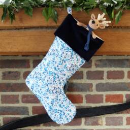 Personalised Christmas Stocking Made With Liberty Fabrics Tana Lawn Wiltshire, Velvet Cuff - thumbnail 2