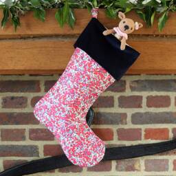 Personalised Christmas Stocking Made With Liberty Fabrics Tana Lawn Wiltshire, Velvet Cuff - thumbnail 3