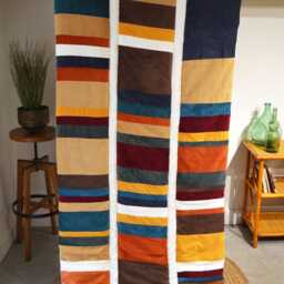 Bed Throw 100x220cm - Handmade in France Corduroy Patchwork - thumbnail 2
