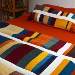 Bed Throw 100x220cm - Handmade in France Corduroy Patchwork - thumbnail 3