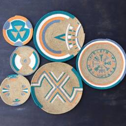 Handmade African Wall Basket Set, Plate, Basket, Boho Ethnic Decor, Art - thumbnail 3