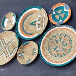 Handmade African Wall Basket Set, Plate, Basket, Boho Ethnic Decor, Art - thumbnail 2
