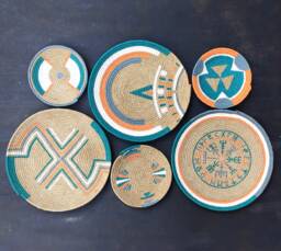 Handmade African Wall Basket Set, Plate, Basket, Boho Ethnic Decor, Art - thumbnail 1