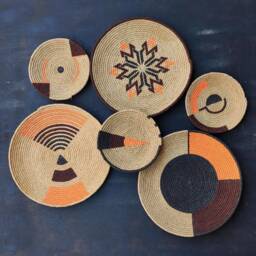 Handmade African Wall Basket Set, Plate, Basket, Boho Ethnic Decor, Art - thumbnail 4