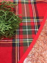 Red Plaid Christmas Tree Skirt Tartan Linen Farmhouse Decor