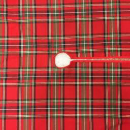 Red Plaid Christmas Tree Skirt Tartan Linen Farmhouse Decor - thumbnail 2