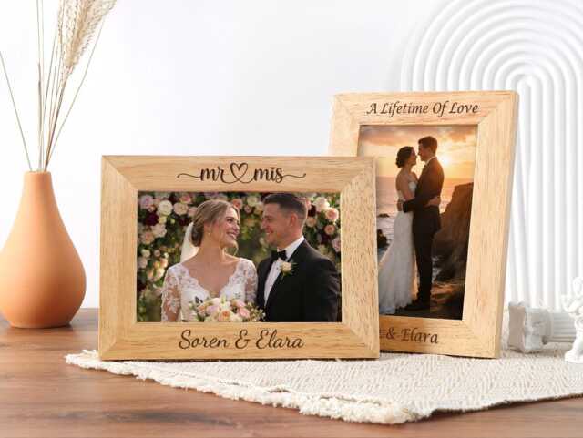 Personalized Wooden Picture Frame Wedding Favors, Custom Engraved Gift For Friends - image 1