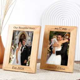 Personalized Wooden Picture Frame Wedding Favors, Custom Engraved Gift For Friends - thumbnail 2