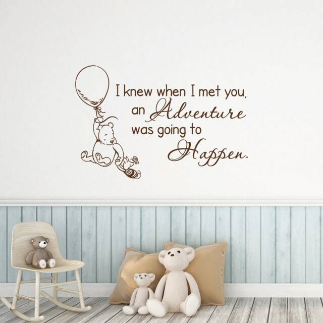 Nursery Quote Wall Decal I Knew When Met You, Pooh Bear Vinyl Sticker Ww210 - image 1