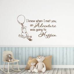 Nursery Quote Wall Decal I Knew When Met You, Pooh Bear Vinyl Sticker Ww210 - thumbnail 1