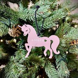 Christmas Personalised Unicorn Decoration - Magical Kids Children Name Tree Bauble - thumbnail 2