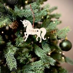 Christmas Personalised Unicorn Decoration - Magical Kids Children Name Tree Bauble - thumbnail 4