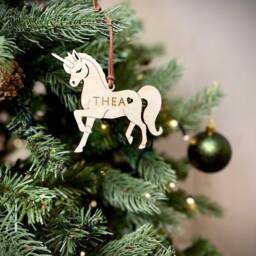 Christmas Personalised Unicorn Decoration - Magical Kids Children Name Tree Bauble - thumbnail 3