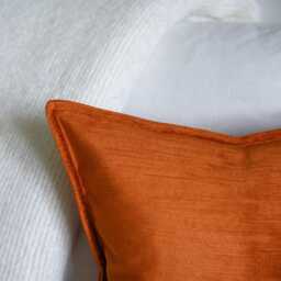 Burnt Orange Velvet Cushion Cover With Flange Edge , Various Sizes Square & Lumbar Pillow - thumbnail 4