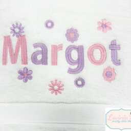 Personalized Embroidered Girls Swimming Towel, Floral Name - thumbnail 3