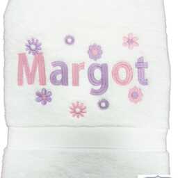 Personalized Embroidered Girls Swimming Towel, Floral Name - thumbnail 2