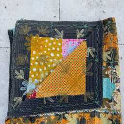 Cotton Kantha Suzani Quilt Artistic Bohemian Bedspread - thumbnail 4
