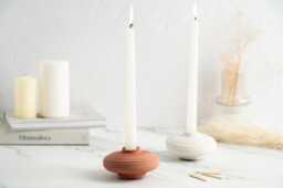 Round Saucer Shaped Candle Stick Holder - Abstract Design With A Flying Shape