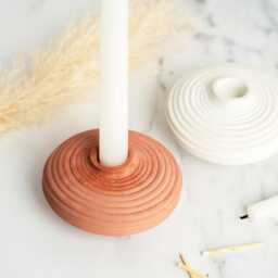 Round Saucer Shaped Candle Stick Holder - Abstract Design With A Flying Shape - thumbnail 2