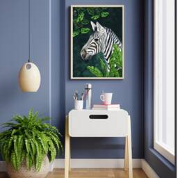 Zebra & Plants, Monstera Plant Print, House Poster, Boho Home Decor, Animal Wall Art, Lounge Artwork, Gallery A5, A4 - thumbnail 3