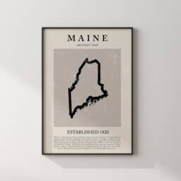 Abstract Maine Map Vintage Wall Art Print Us State - United States Of America Usa Travel Poster - thumbnail 3