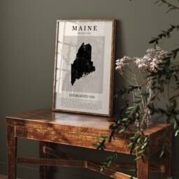 Abstract Maine Map Vintage Wall Art Print Us State - United States Of America Usa Travel Poster - thumbnail 2