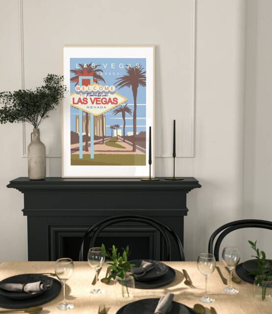 Las Vegas Travel Poster, Retro Travel Print, Honeymoon Gift, American Poster, Landmark Prints, Minimalist Home Decor, A2 A1 - image 1