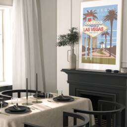 Las Vegas Travel Poster, Retro Travel Print, Honeymoon Gift, American Poster, Landmark Prints, Minimalist Home Decor, A2 A1 - thumbnail 2