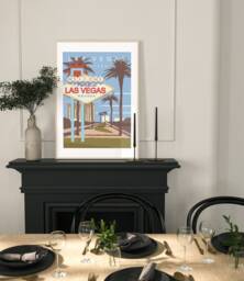 Las Vegas Travel Poster, Retro Travel Print, Honeymoon Gift, American Poster, Landmark Prints, Minimalist Home Decor, A2 A1 - thumbnail 1
