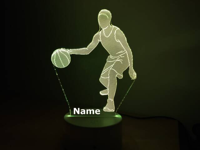 Personalised Basketball Night Light - Children's Kids Bedroom Boys Room Led Birthday Gift Christmas - image 1