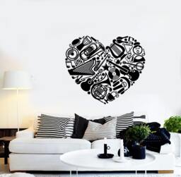 Wall Vinyl Music Hearts I Love Heart Guaranteed Quality Decal Mural Art 1564Dz - thumbnail 1