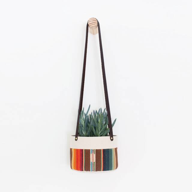 Medium Natural Canvas Hanging Planter - Orange - image 1