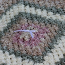 Teddy Bear Crochet Baby Blanket Soft Antique Colors, Ruffle Edge - 30x30 Inches - thumbnail 2