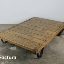 xxl Pallet Truck, Loft Table, Coffee Rolling Pallet, Industrial Upcycling Old Wood - thumbnail 3