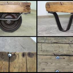 xxl Pallet Truck, Loft Table, Coffee Rolling Pallet, Industrial Upcycling Old Wood - thumbnail 4