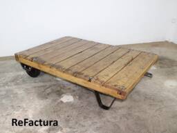 xxl Pallet Truck, Loft Table, Coffee Rolling Pallet, Industrial Upcycling Old Wood - thumbnail 1