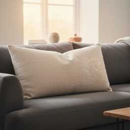 Handwoven Raw Cotton Lumbar Pillow Cover - Neutral Boho Farmhouse Cushion 12x36 - thumbnail 4