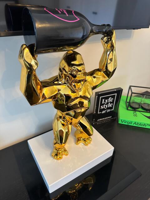 Gold Kong Sculpture Champagne Pop Art Decor - image 1